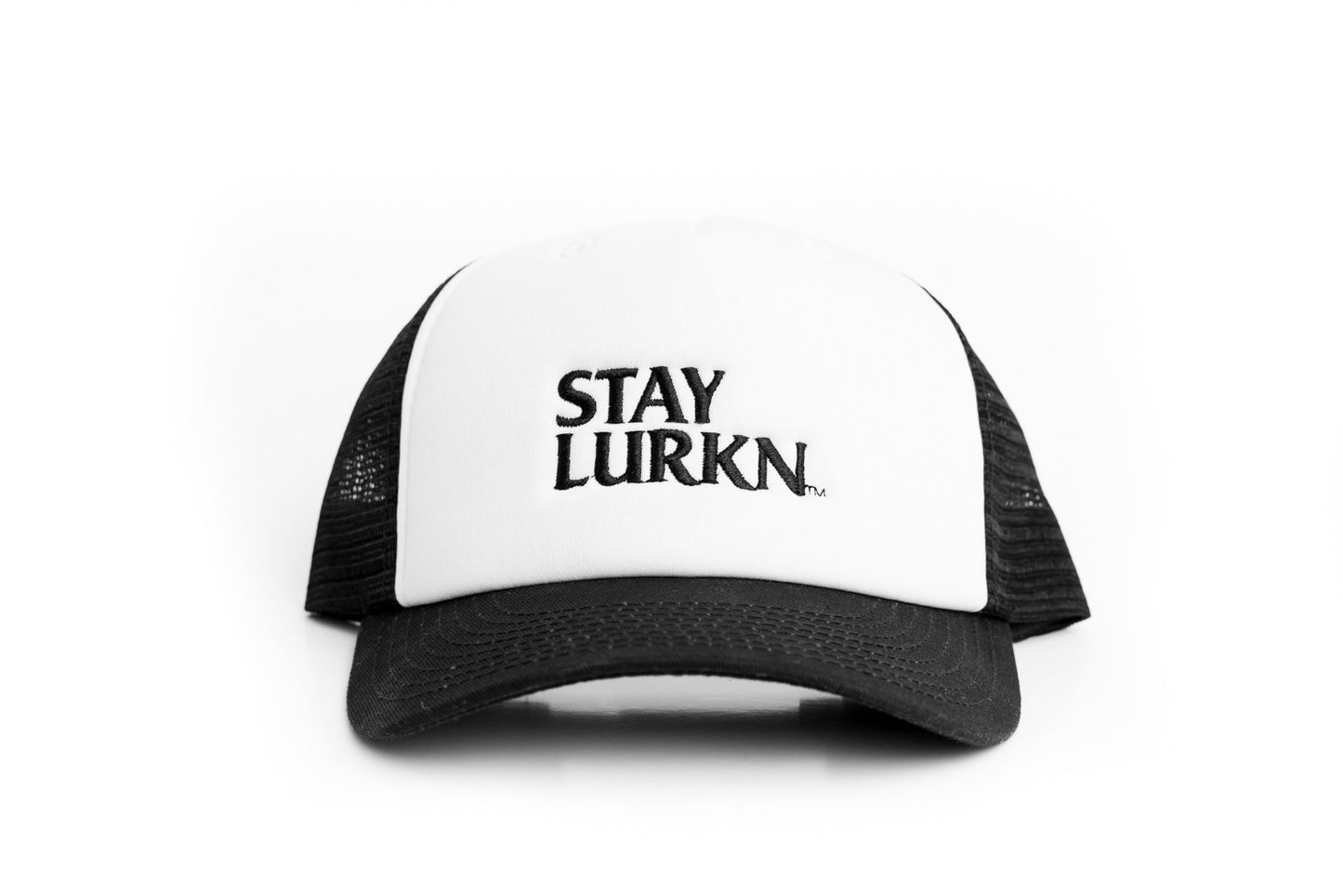 STAY LURKN TRUCKER HAT - BLACK/WHITE