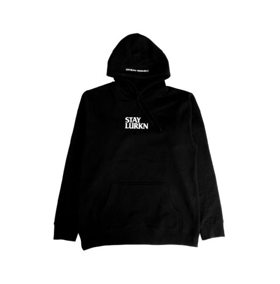 STAY LURKN EMBROIDERED HOODIE - BLACK